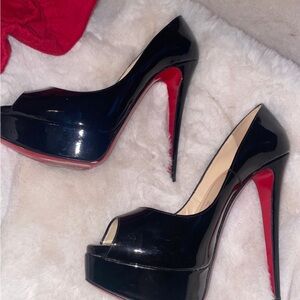 christian louboutin lady peep heels black   size 38